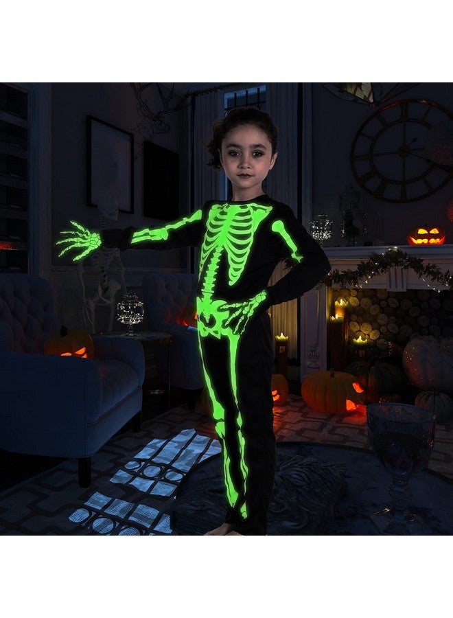 PARTISKY Skeleton Costume For Kids Toddler,Halloween Glow In The Dark Skeleton Costume For Boys Girls With Gloves 6T - Image 2