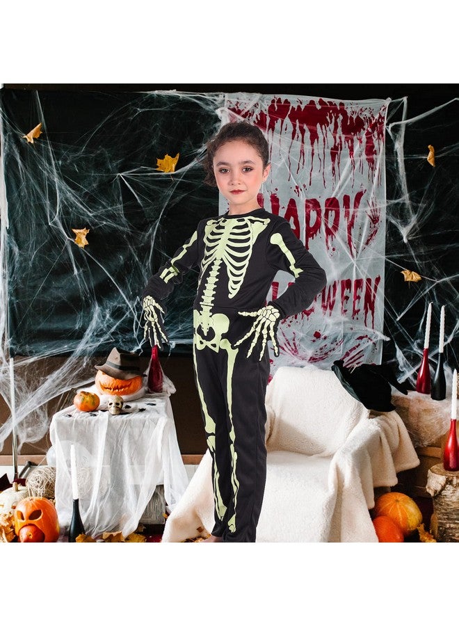 PARTISKY Skeleton Costume For Kids Toddler,Halloween Glow In The Dark Skeleton Costume For Boys Girls With Gloves 6T - Image 3
