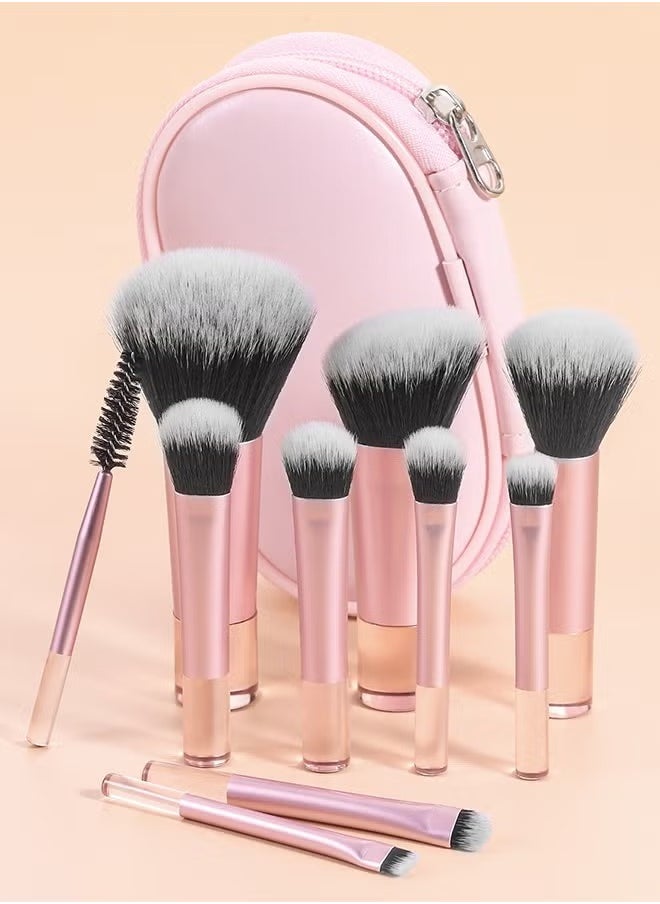 ELFSACK 10 PCS Portable Makeup Brush Set, Mini Makeup Brushes, with Makeup Storage Bag, Suitable for Foundation, Blush, Eye Shadow and Eyebrows  - Image 2