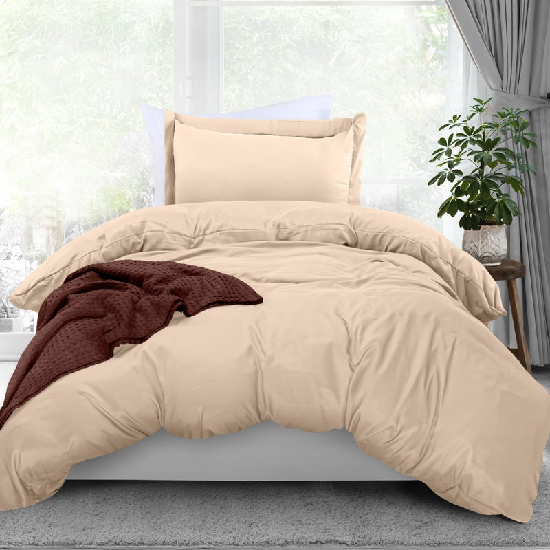 Utopia Bedding Duvet Cover Twin Size  2 Piece with Zipper Closure  1 Comforter Cover 68X90 Inches  1 Pillow Sham 20X26 Inches Beige Comforter Not Included