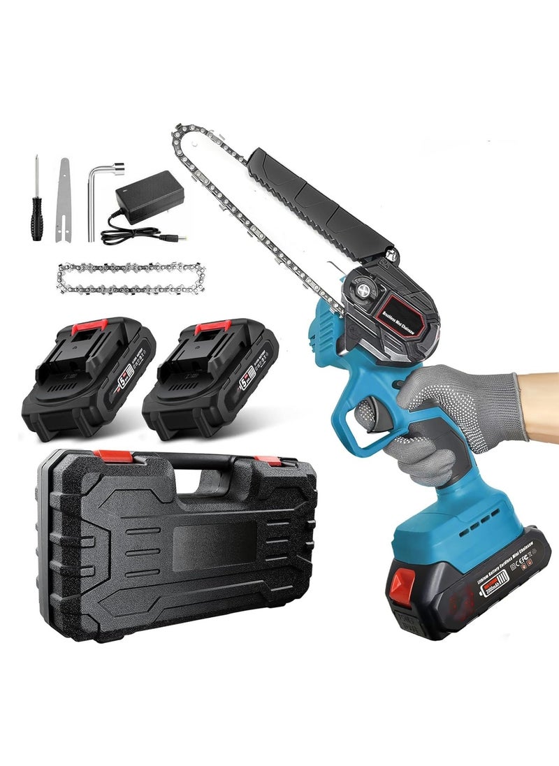 Generic - Mini Chainsaw, 6 inch Cordless Electric Chain Saw with 2 Batteries, Battery Powered Handheld Portable Small Electric Saw Pruning Shears Chainsaw for Tree Branch Trimming Wood Cutting Gardening - Image 1