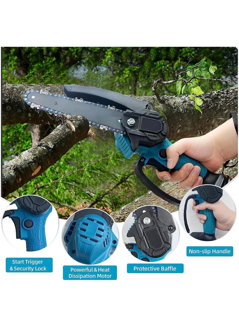 Generic - Mini Chainsaw, 6 inch Cordless Electric Chain Saw with 2 Batteries, Battery Powered Handheld Portable Small Electric Saw Pruning Shears Chainsaw for Tree Branch Trimming Wood Cutting Gardening - Image 1