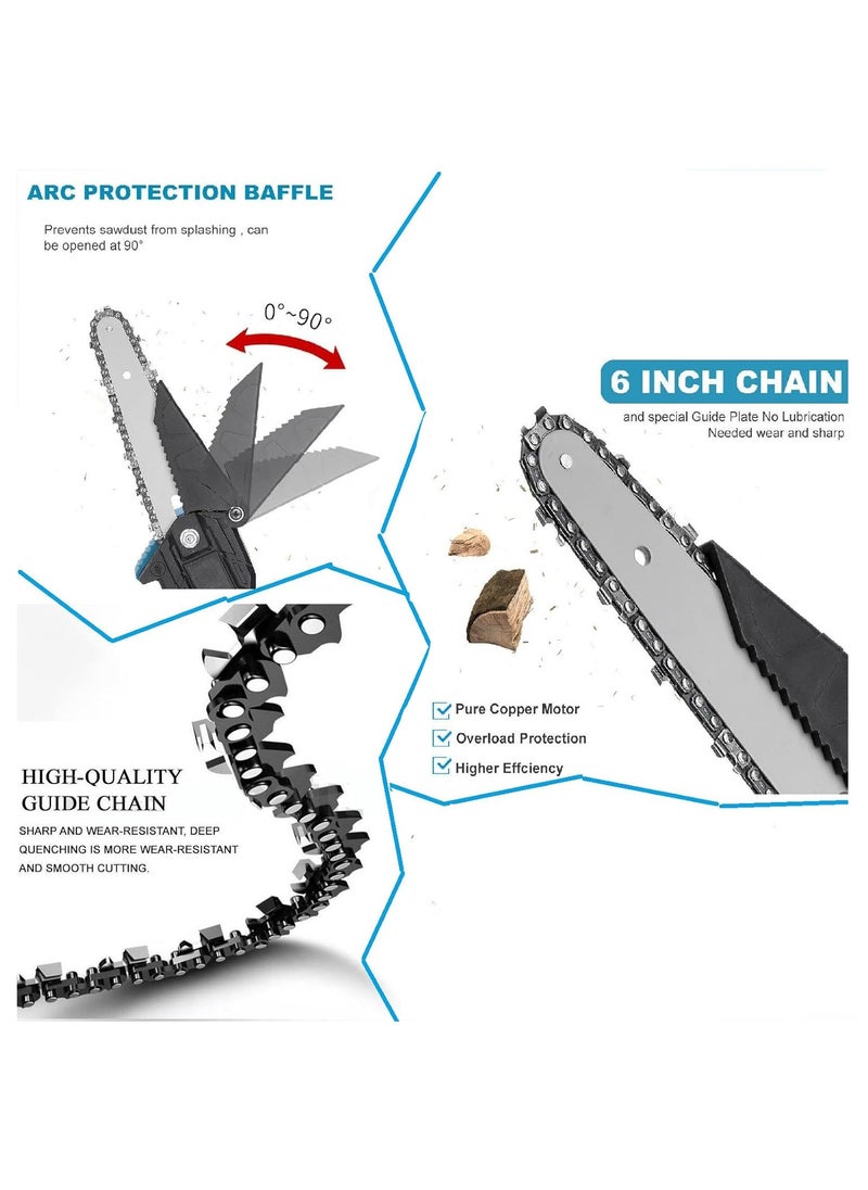 Generic - Mini Chainsaw, 6 inch Cordless Electric Chain Saw with 2 Batteries, Battery Powered Handheld Portable Small Electric Saw Pruning Shears Chainsaw for Tree Branch Trimming Wood Cutting Gardening - Image 1