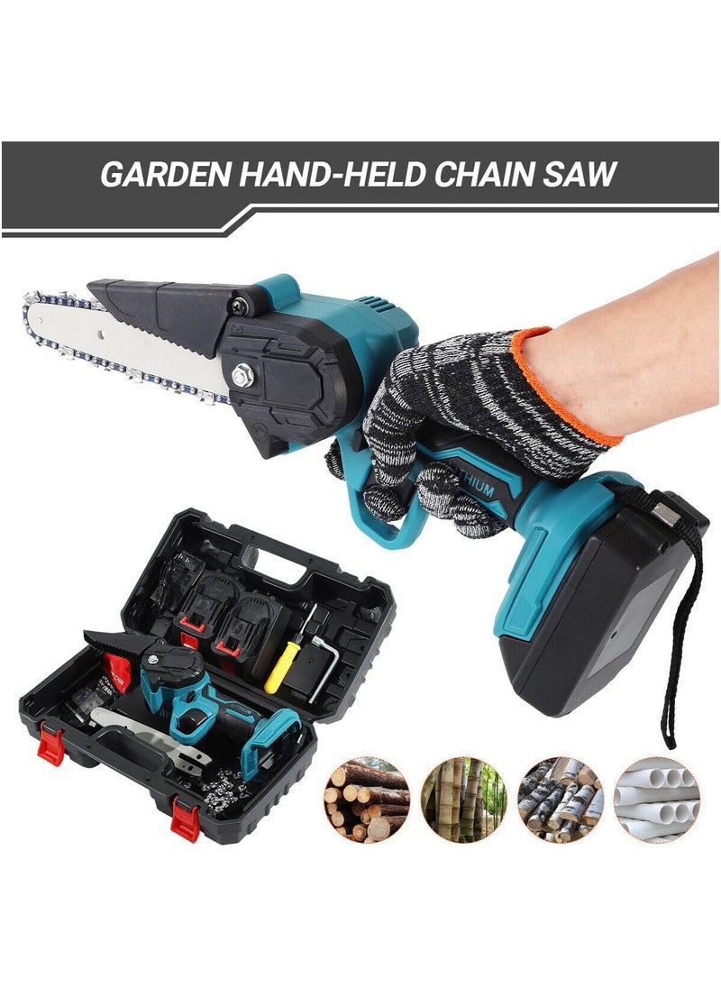 Generic - Mini Chainsaw, 6 inch Cordless Electric Chain Saw with 2 Batteries, Battery Powered Handheld Portable Small Electric Saw Pruning Shears Chainsaw for Tree Branch Trimming Wood Cutting Gardening - Image 1