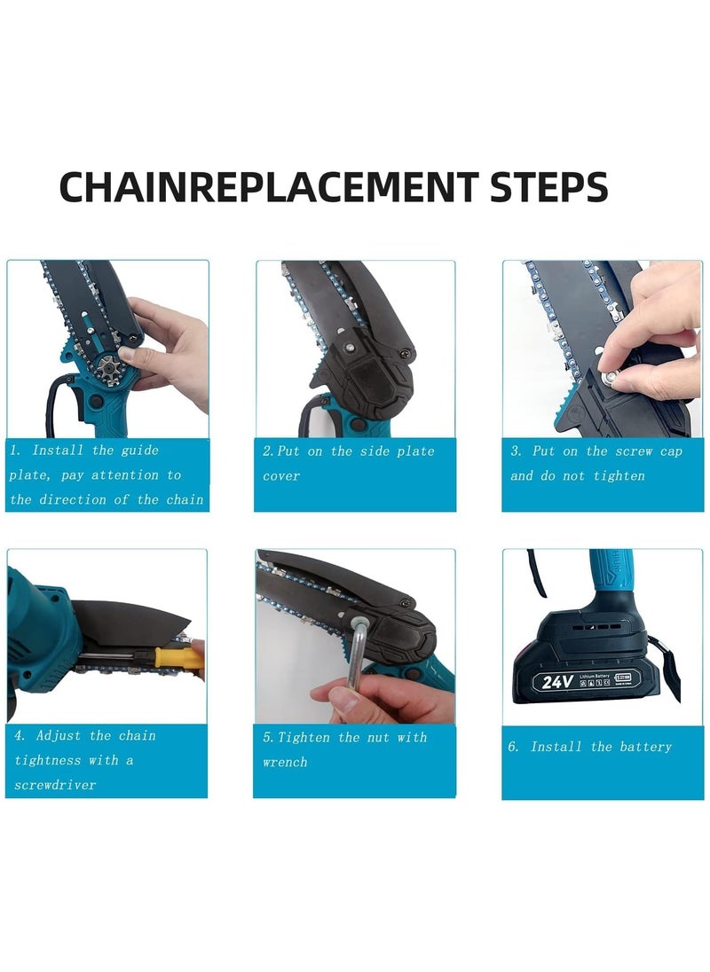 Generic - Mini Chainsaw, 6 inch Cordless Electric Chain Saw with 2 Batteries, Battery Powered Handheld Portable Small Electric Saw Pruning Shears Chainsaw for Tree Branch Trimming Wood Cutting Gardening - Image 1