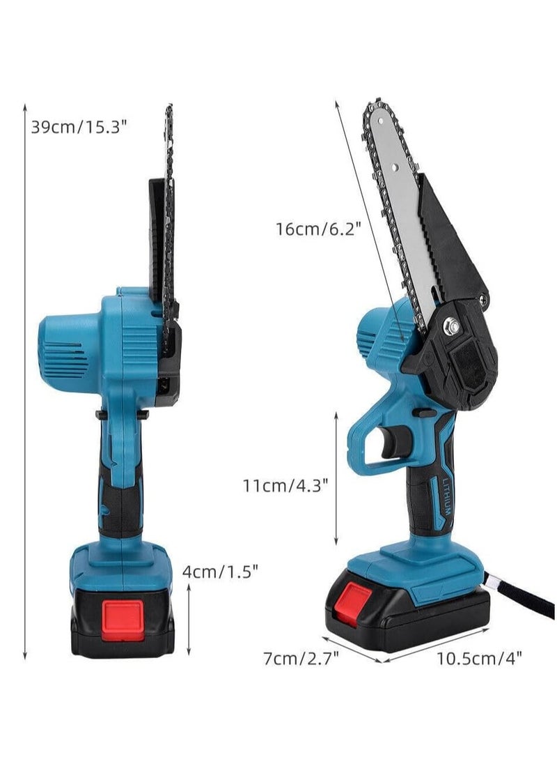 Generic - Mini Chainsaw, 6 inch Cordless Electric Chain Saw with 2 Batteries, Battery Powered Handheld Portable Small Electric Saw Pruning Shears Chainsaw for Tree Branch Trimming Wood Cutting Gardening - Image 1