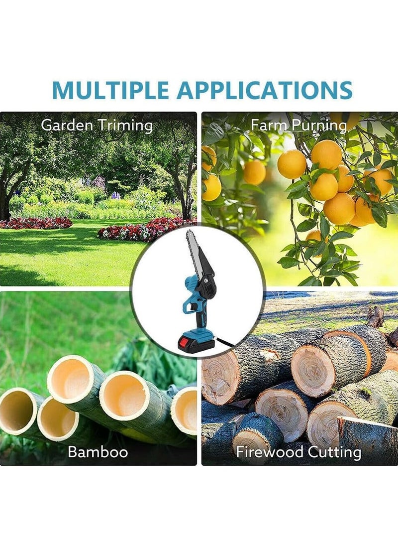 Generic - Mini Chainsaw, 6 inch Cordless Electric Chain Saw with 2 Batteries, Battery Powered Handheld Portable Small Electric Saw Pruning Shears Chainsaw for Tree Branch Trimming Wood Cutting Gardening - Image 1