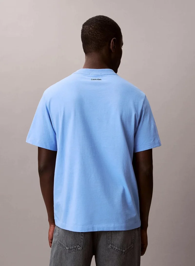 Calvin Klein Blue Descent Varsity Badge T-Shirt for Men | Best Price UAE