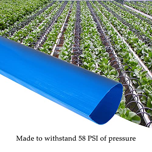 CYEAH Flat 5" wide and fits 3" diameter water pipes, 34.5 feet (10.5 m) long, Heavy Duty PVC Discharge Hose Reinforced Pool Backwash Hose, Weather Resistant Flat Drainage Hose for Water Transferring (Blue) - Image 4