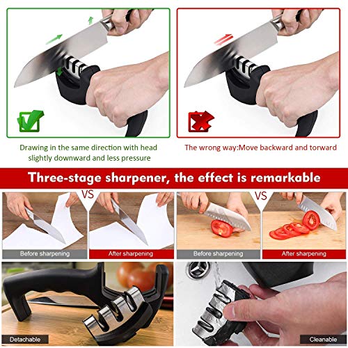 Big Buzz Knife Sharpener Manual 3 Stage Knives Sharpner Tool Advanced Knife Sharpener for Kitchen Knife Sharpner Knives Sharpening Tool for Steel Knives - Image 2
