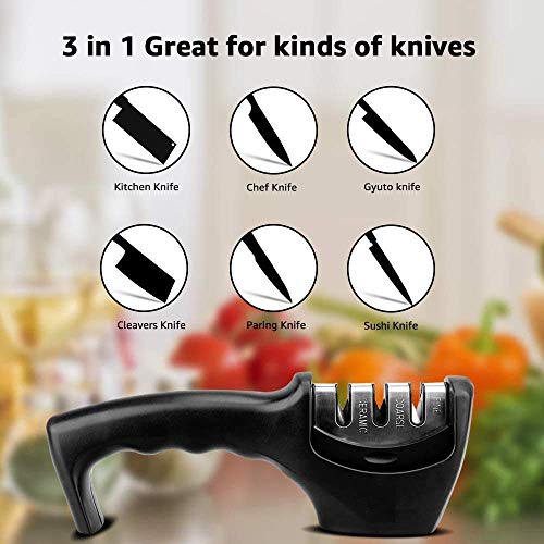 Big Buzz Knife Sharpener Manual 3 Stage Knives Sharpner Tool Advanced Knife Sharpener for Kitchen Knife Sharpner Knives Sharpening Tool for Steel Knives - Image 5