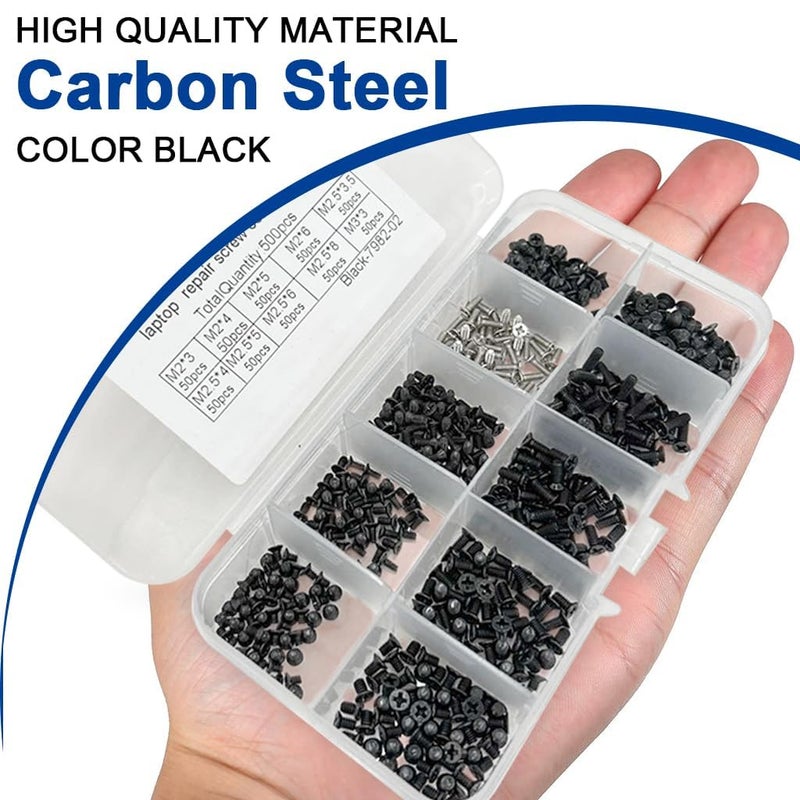 MESHIV طقم براغي فيليبس 500 قطعة لإصلاح اللابتوب مع صندوق تنظيم ومفك دقيق، مجموعة براغي إلكترونية للكمبيوتر لإصلاح النوت بوك/اللوحة الأم (عبوة من 1) - Image 4