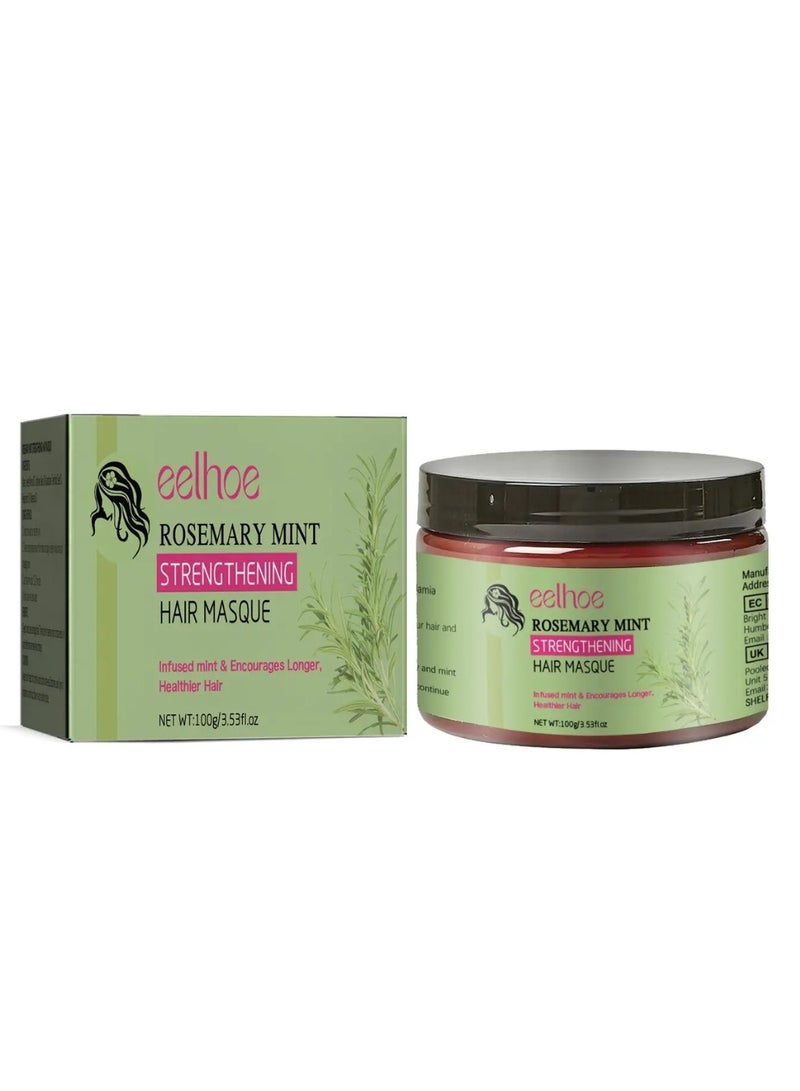EELHOE 100g Rosemary Mint Strengthening Hair Masque Nourishing Soft Hair Tonic Recover Elasticity and Soft Hair Longer Silky Smooth Shiny Healthier Hair Strengthens Nourishes Hair Encourages Hair Growth Oil Mask - Image 1