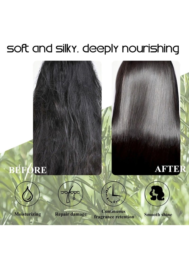EELHOE 100g Rosemary Mint Strengthening Hair Masque Nourishing Soft Hair Tonic Recover Elasticity and Soft Hair Longer Silky Smooth Shiny Healthier Hair Strengthens Nourishes Hair Encourages Hair Growth Oil Mask - Image 4