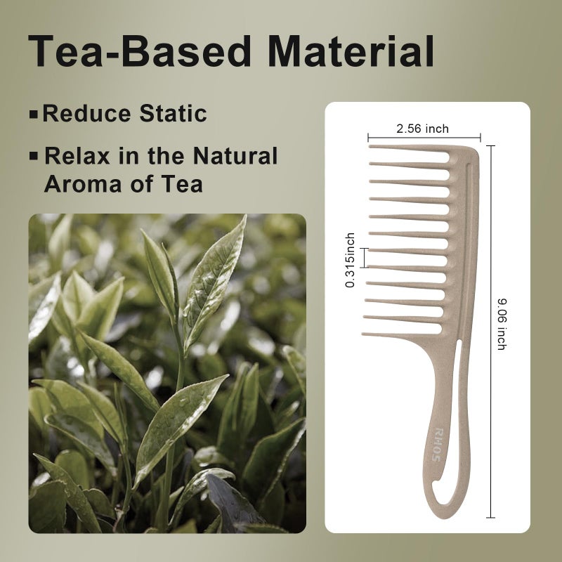 RHOS Large Wide Tooth Comb for Curls, Detangling Comb for Wet Curly Hair (Light Grey) - Image 3