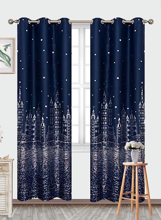 Arabest Ocean and Castle Theme in Starry Night Pattern Thermal Insulated Blackout Curtain for Boys Bedroom 100x250cm  - Image 3