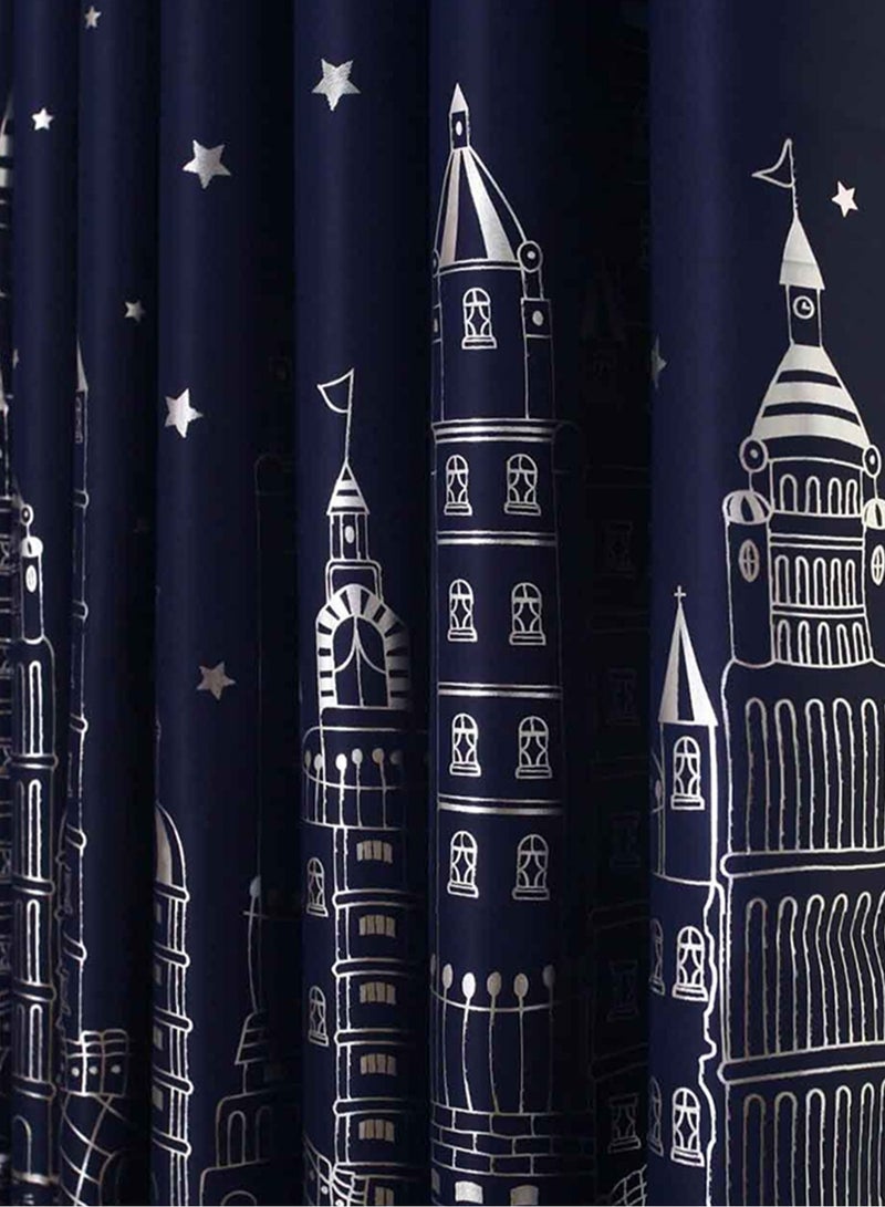 Arabest Ocean and Castle Theme in Starry Night Pattern Thermal Insulated Blackout Curtain for Boys Bedroom 100x250cm  - Image 5
