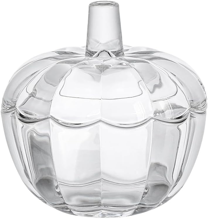 123Arts Glass Pumpkin Sugar Bowls Snack Jar Candy Dish Storage with Lid - Image 1