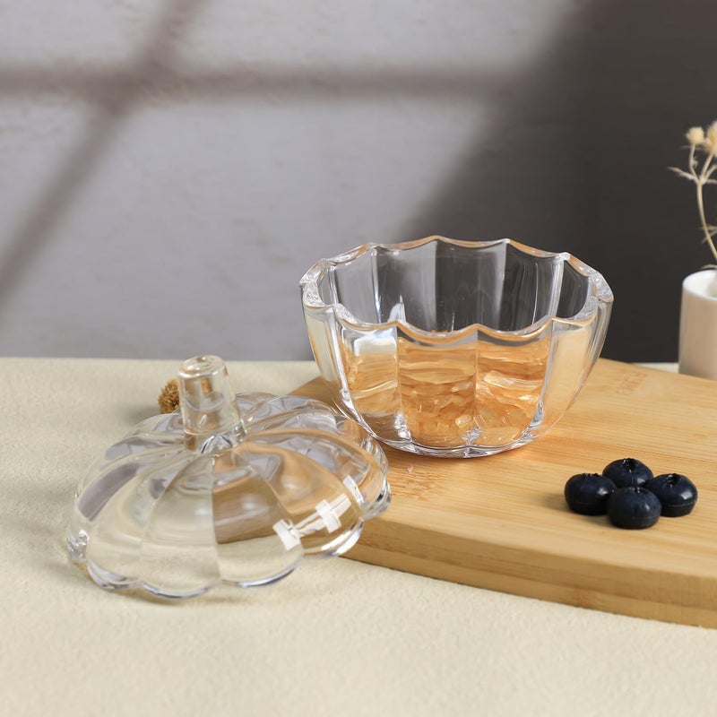 123Arts Glass Pumpkin Sugar Bowls Snack Jar Candy Dish Storage with Lid - Image 3