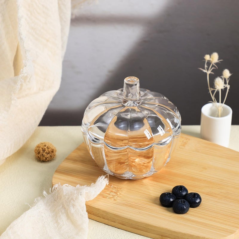 123Arts Glass Pumpkin Sugar Bowls Snack Jar Candy Dish Storage with Lid - Image 4