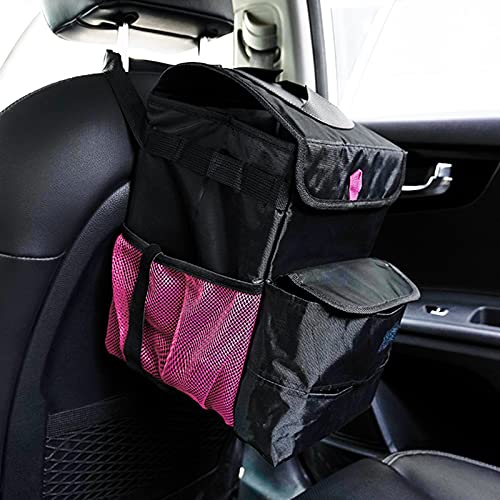 GPUSFAK Car Trash Can Foldable Garbage Bin Leakproof 3 Gallons Black Pink - Image 5