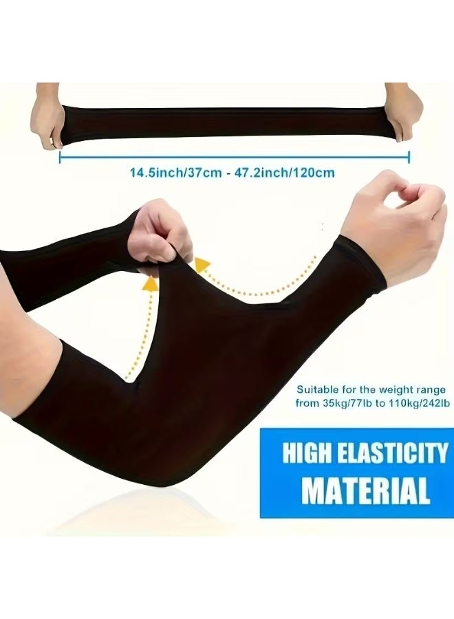 HIAS 2 Pack UV Protection Cooling Arm Sleeves - Unisex Sunblock Sleeves for Men & Women, Breathable Long Hand Sleeves for Golf, Basketball, Driving, Hiking & Outdoor Sports (Black) - Image 2