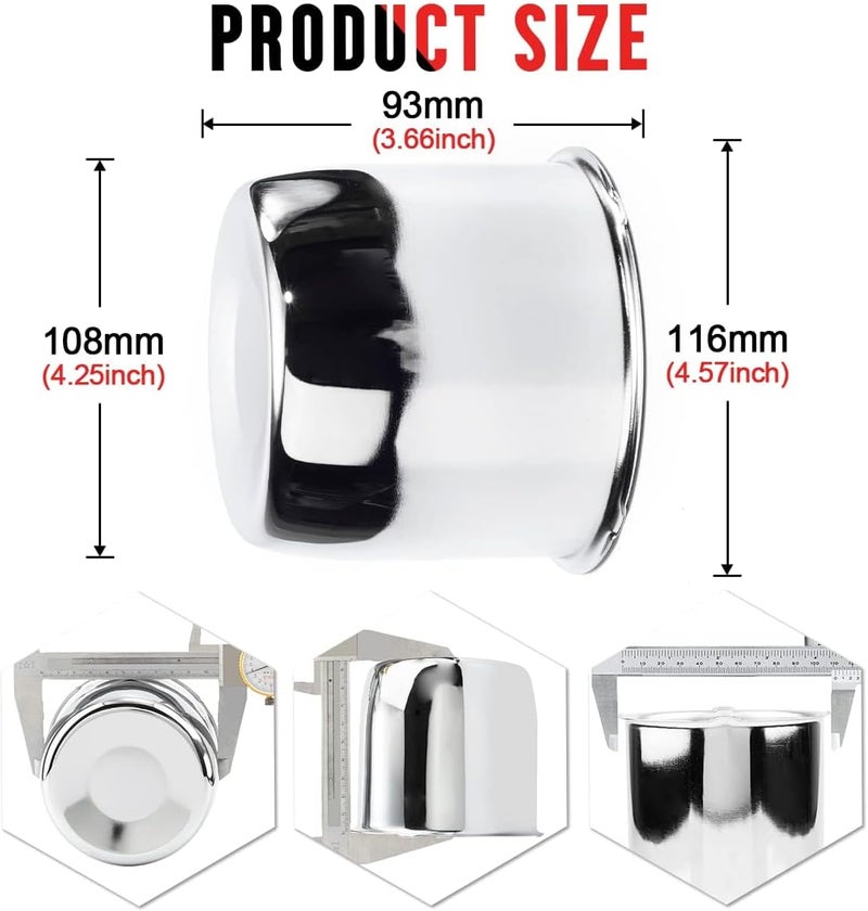 RTRHINOTUNING Set of 4 Push Through Wheel Center Caps 4.25in Chrome Silver for Truck Wheels Rim Trailer - Image 2