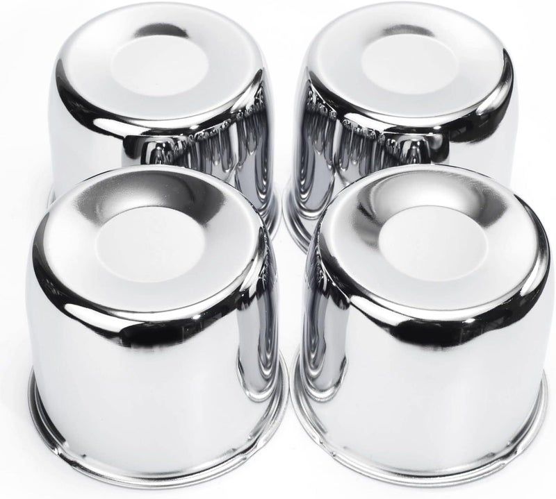 RTRHINOTUNING Set of 4 Push Through Wheel Center Caps 4.25in Chrome Silver for Truck Wheels Rim Trailer - Image 1