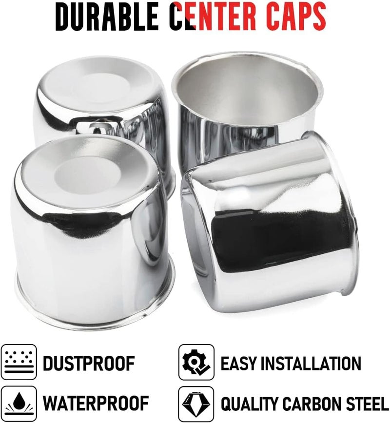 RTRHINOTUNING Set of 4 Push Through Wheel Center Caps 4.25in Chrome Silver for Truck Wheels Rim Trailer - Image 5