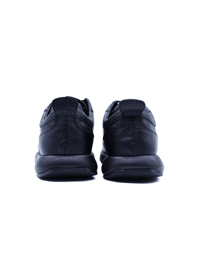 Hoog Shoes For Men Monochrome Black Leather Casual Lace Up Shoes Comfortable Work Travel Everyday Wear - Image 3