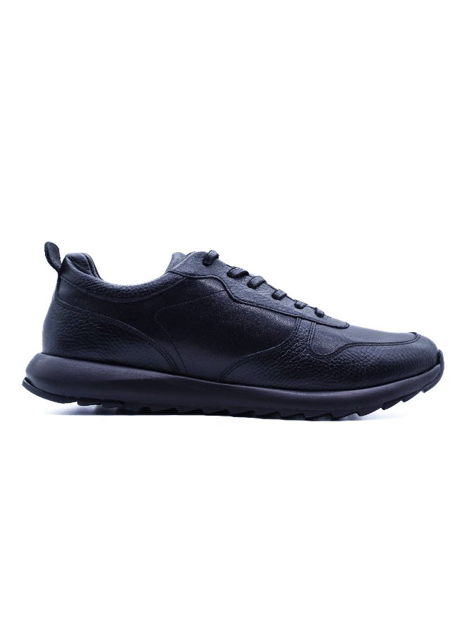 Hoog Shoes For Men Monochrome Black Leather Casual Lace Up Shoes Comfortable Work Travel Everyday Wear - Image 4