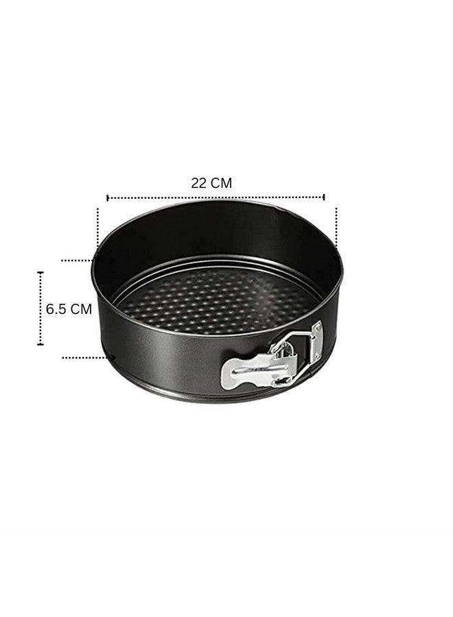 Wishome Springform Teflon Coated Carbon Steel Round Shaped Cake Baking Mould For Microwave Oven OTG Dishwasher Freezer Safe Non-Stick Lockable, Diameter 22Cm X Height 6.3 CM,Black - Image 2