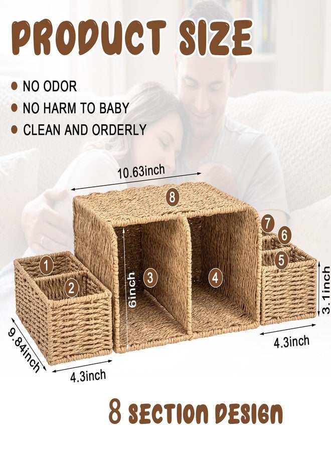 Fiwochic Large Wicker Diaper Caddy Organizer, Detachable Modular Changing Table Organizer for Nursery, Woven Diaper Storage Dispenser Rattan Basket for Nursery Diapering Baby Shower Essentials Gift - Image 2