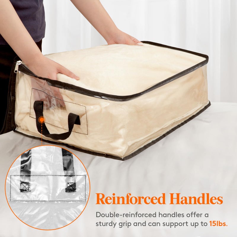 Lifewit 8 Pack Clear Clothes Storage Bags, 35L Plastic Vinyl Foldable Moving Bags with Zipper and Reinforced Handles, Closet Organizers and Storage Containers for Blanket, Sweaters, Coats, T-shirts - Image 5
