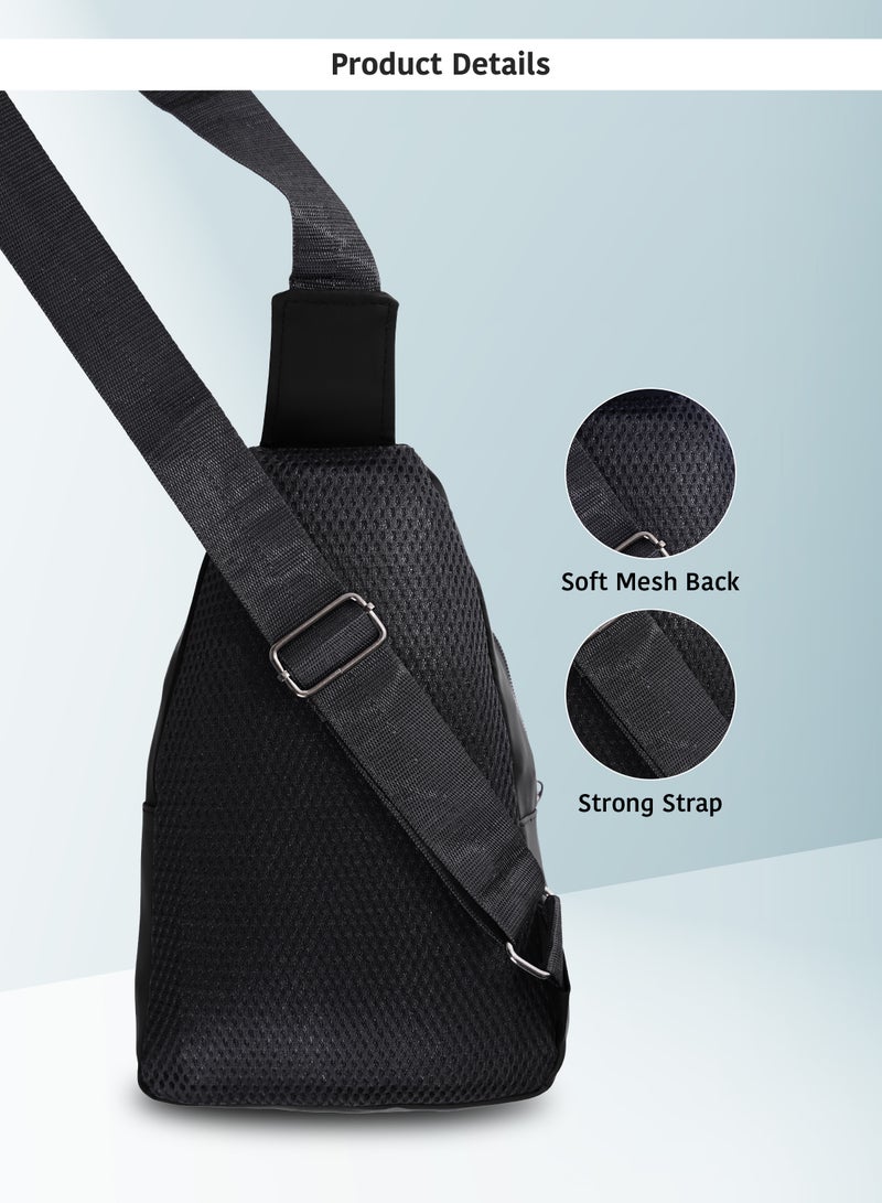 PARAJOHN Men's Chest Bag, Suitable for Outdoor Sports, Leisure and Travel, Canvas Fabric, with Earphone Hole  - Image 5