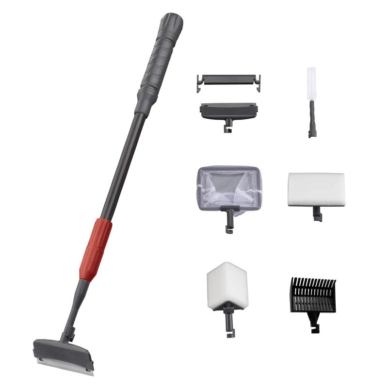 UPETTOOLS Aquarium Cleaning Tool 6 in 1 Algae Scraper Scrubber Pad Adjustable Long Handle Fish Tank Brush Cleaner Set - Image 1