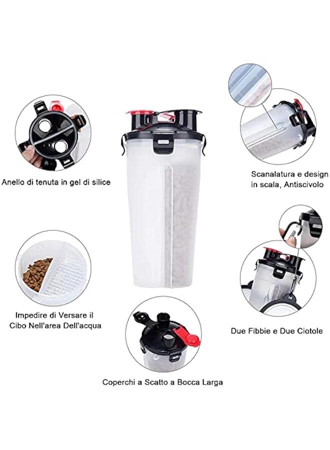 Portable Dog Water Bottle with 2 Folding Bowls - Ideal for Travel, Walking, Camping - Image 2