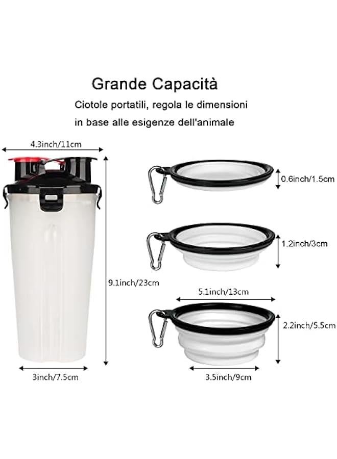 Portable Dog Water Bottle with 2 Folding Bowls - Ideal for Travel, Walking, Camping - Image 5