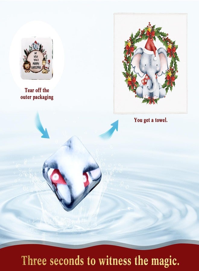 Macarrie 24 Pcs Hand Towels Gift Bulk Compressed Funny Dish Towels Holiday Face Wash Cloths Dishcloths for Bathroom Kitchen Holiday Party Supplies Decorations Gifts, Lion Elephant Hippo Giraffe - Image 3
