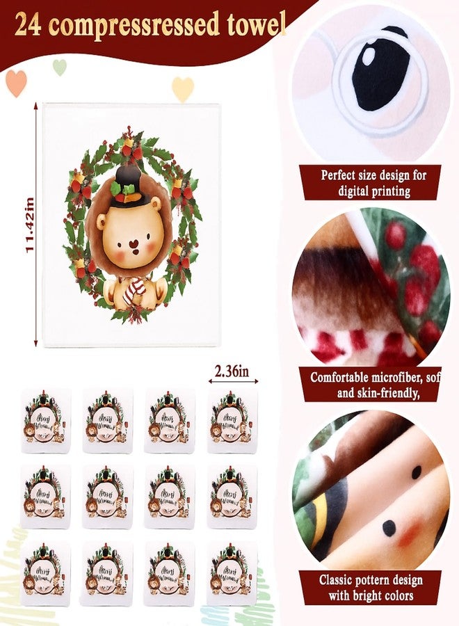 Macarrie 24 Pcs Hand Towels Gift Bulk Compressed Funny Dish Towels Holiday Face Wash Cloths Dishcloths for Bathroom Kitchen Holiday Party Supplies Decorations Gifts, Lion Elephant Hippo Giraffe - Image 2