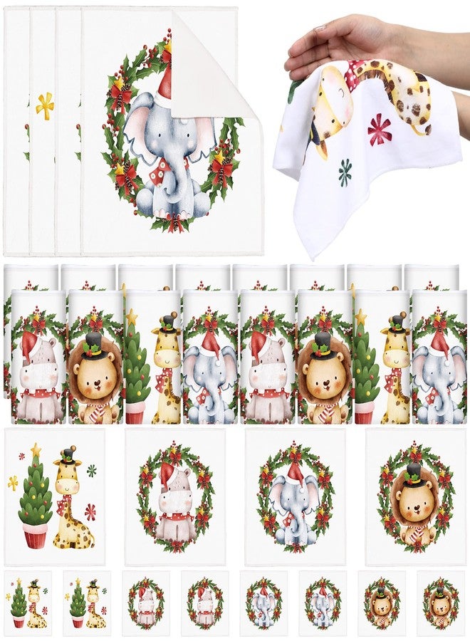 Macarrie 24 Pcs Hand Towels Gift Bulk Compressed Funny Dish Towels Holiday Face Wash Cloths Dishcloths for Bathroom Kitchen Holiday Party Supplies Decorations Gifts, Lion Elephant Hippo Giraffe - Image 1