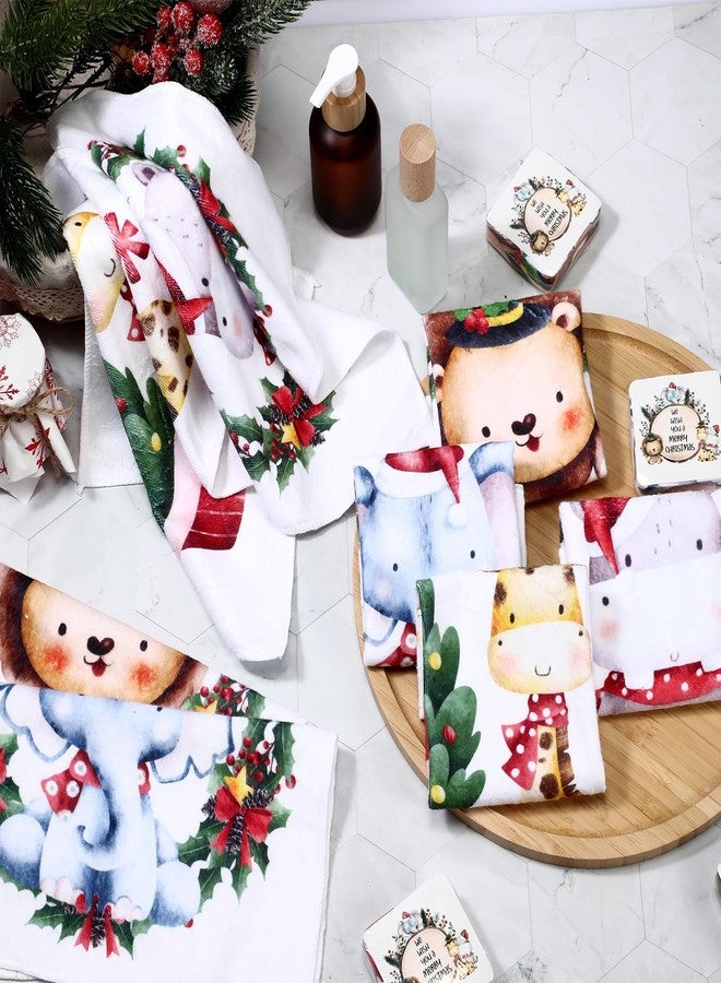 Macarrie 24 Pcs Hand Towels Gift Bulk Compressed Funny Dish Towels Holiday Face Wash Cloths Dishcloths for Bathroom Kitchen Holiday Party Supplies Decorations Gifts, Lion Elephant Hippo Giraffe - Image 4