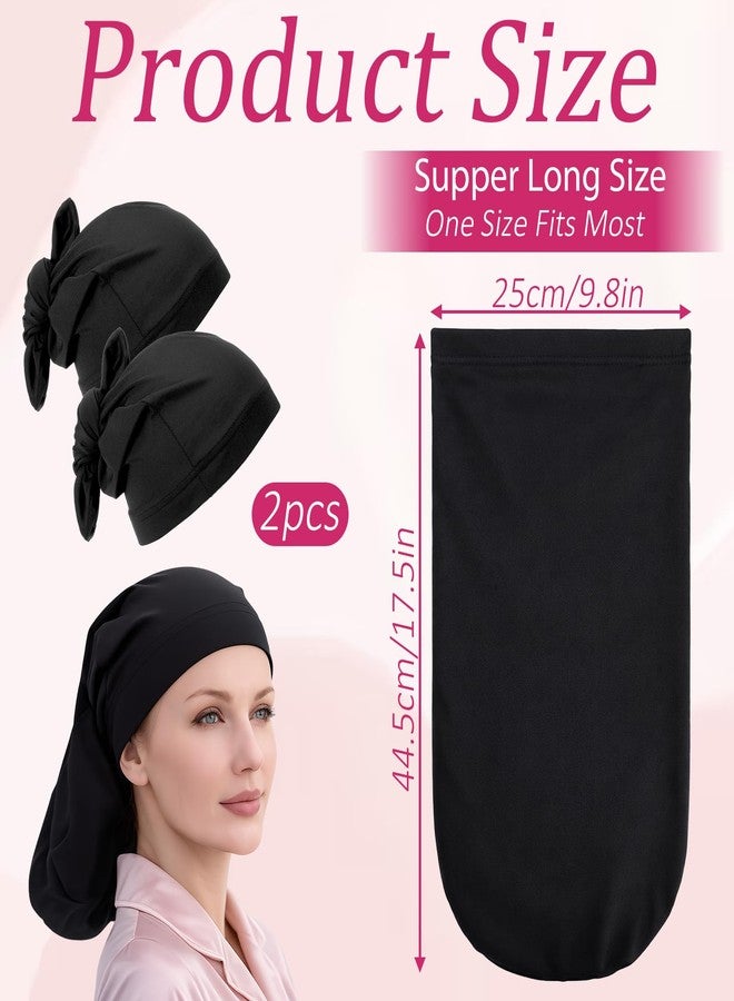 Gtziqa 2 Pcs Dreadlock Cap Large Long Bonnet for Long Hair Dreads Head Wrap Loc Cap Dread Caps Loc Bonnet Shower Caps Dreadlock Accessories for Men Women Curly Braids Wave (Black) - Image 3