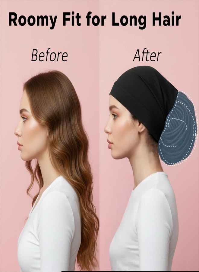 Gtziqa 2 Pcs Dreadlock Cap Large Long Bonnet for Long Hair Dreads Head Wrap Loc Cap Dread Caps Loc Bonnet Shower Caps Dreadlock Accessories for Men Women Curly Braids Wave (Black) - Image 5