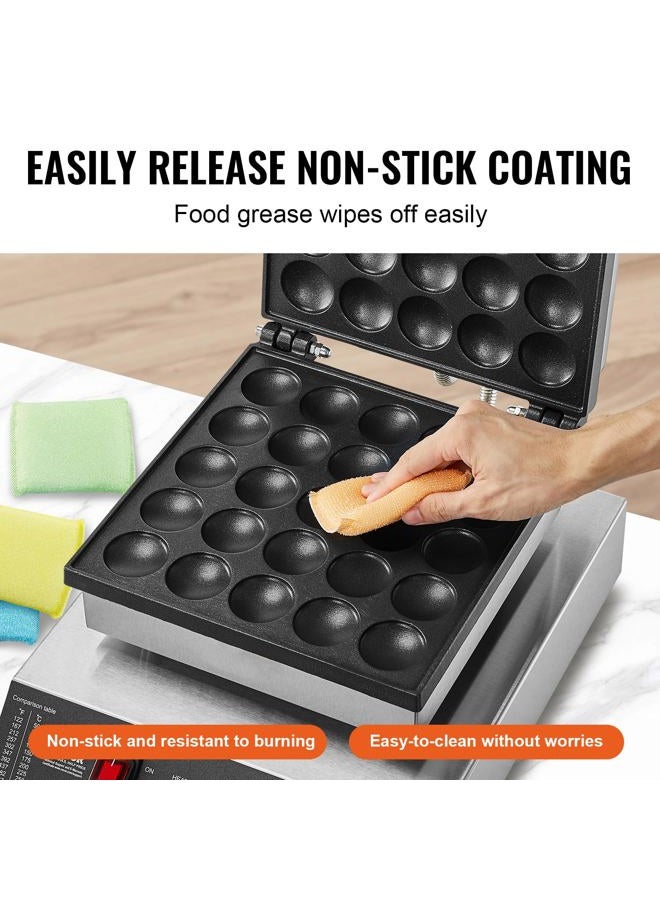 VEVOR Pancake Maker 25pcs 43mm, Commercial Crepe Maker 1700W, Poffertjes Dorayaki Non-Stick Stainless Steel Adjustable Temperature and Time Adjustable for Home Kitchen, Restaurant - Image 4