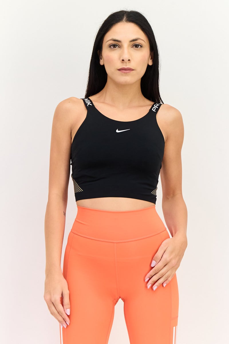 Nike Women Brand Logo Non Padded Sports Bra, Black - Image 1