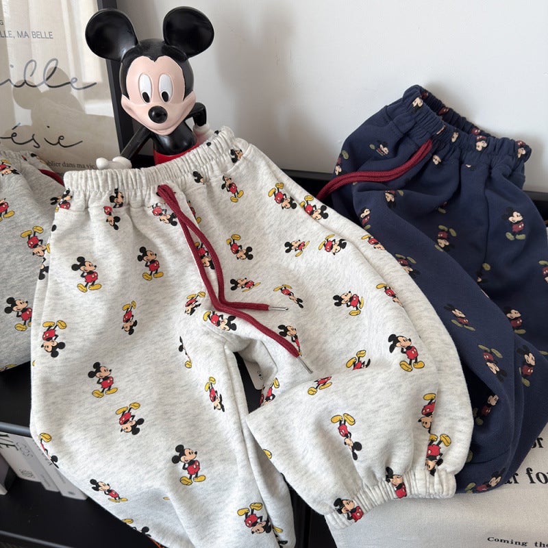 2025 Spring Parent-Child New Casual Pants Children'S Sweatpants New Children'S Wear Baby Western Style Full Print Mickey Sports Pants - Image 1