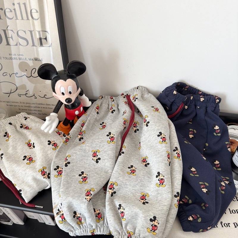 2025 Spring Parent-Child New Casual Pants Children'S Sweatpants New Children'S Wear Baby Western Style Full Print Mickey Sports Pants - Image 3