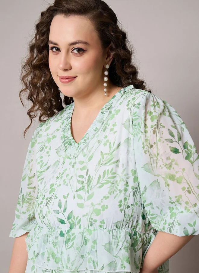 ساسافراس فستان نسائي بطبعة زهور بقصة واسعة