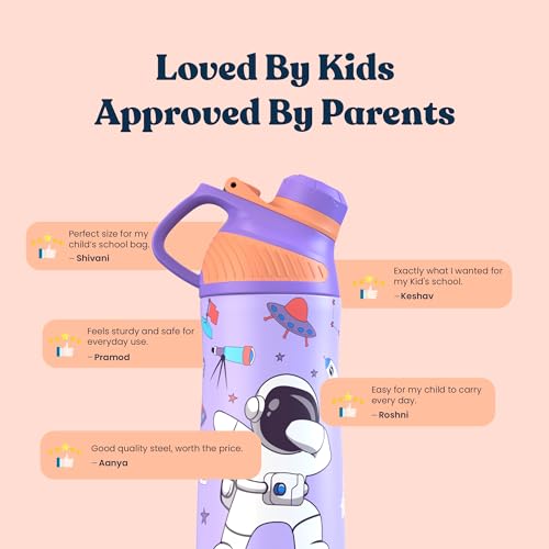Rabitat ZYLO 550ml Kids Water Bottle for School | 2-Year Brand Warranty | Magnetic Flip Cap, Leakproof | Triple Insulated Stainless Steel Thermosteel Flask | 24 Hrs Hot & Cold | ShyGuy - Image 5